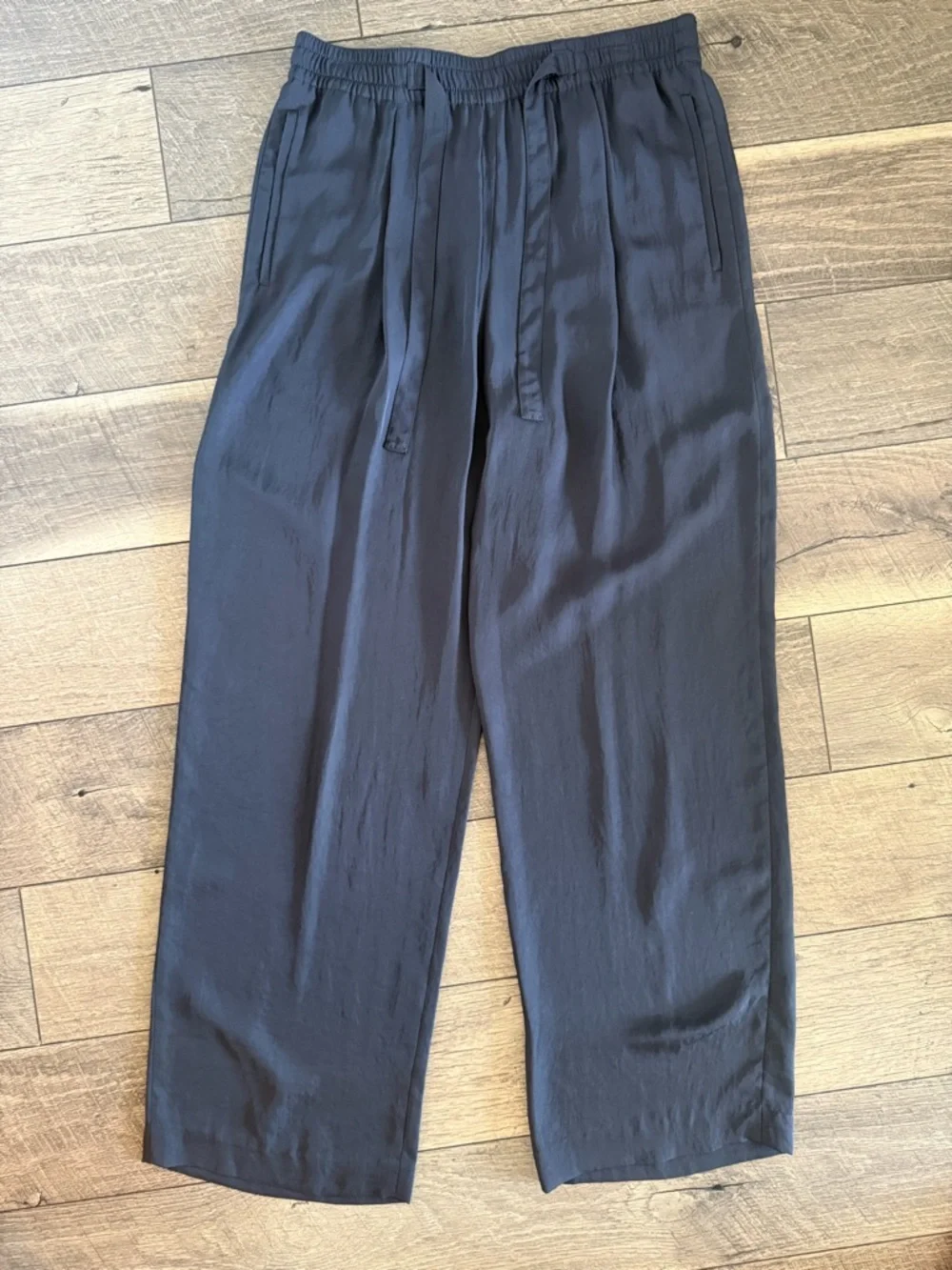 NWT Vince Blue Pants Tie Front Wide Elastic Drawstring Flowy Women’s Size Large